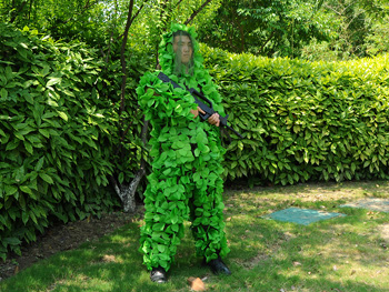 手工粘花樹葉兩件套偽裝服